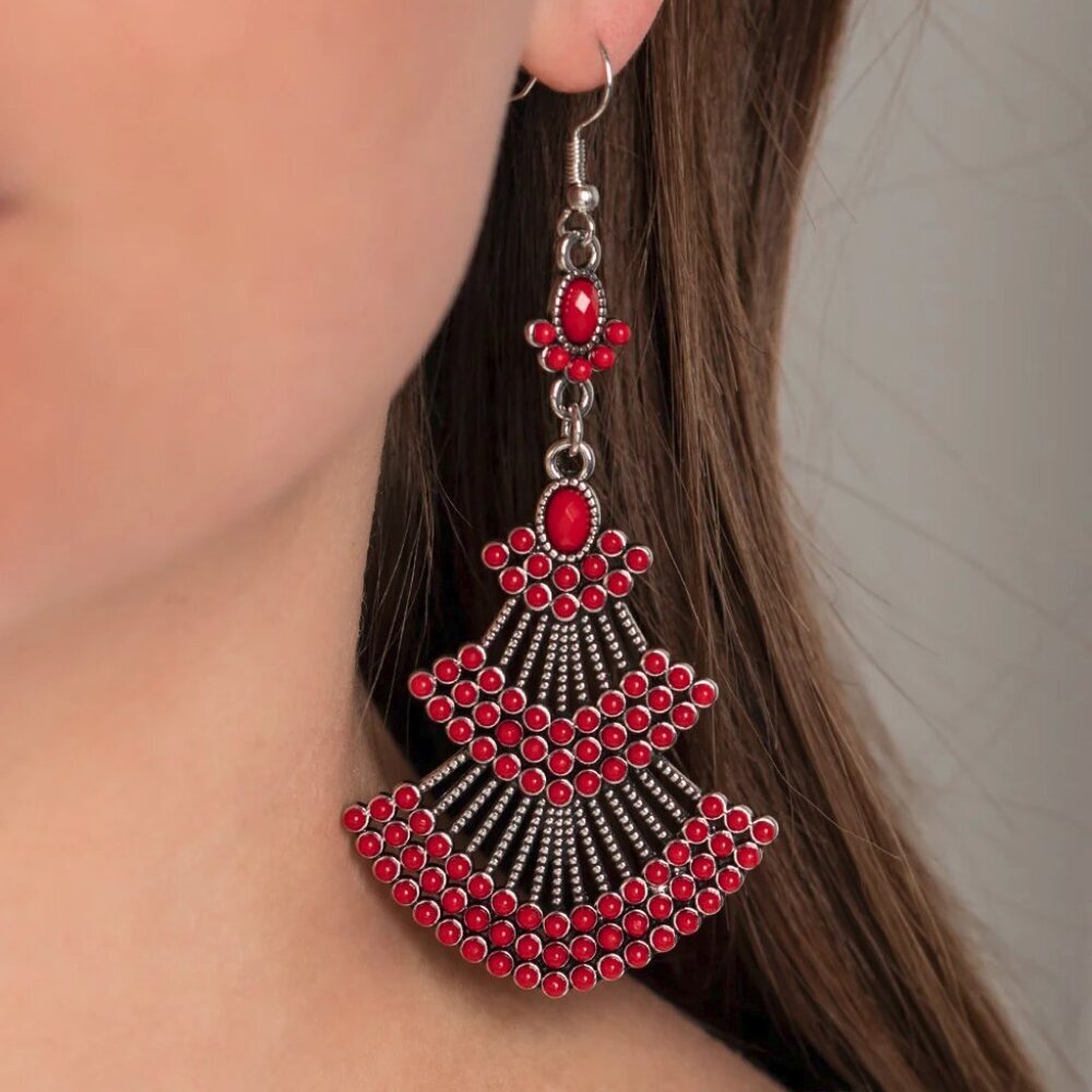 Paparazzi Jewelry Accessories - Eastern Expression - Red Earrings - Vintage